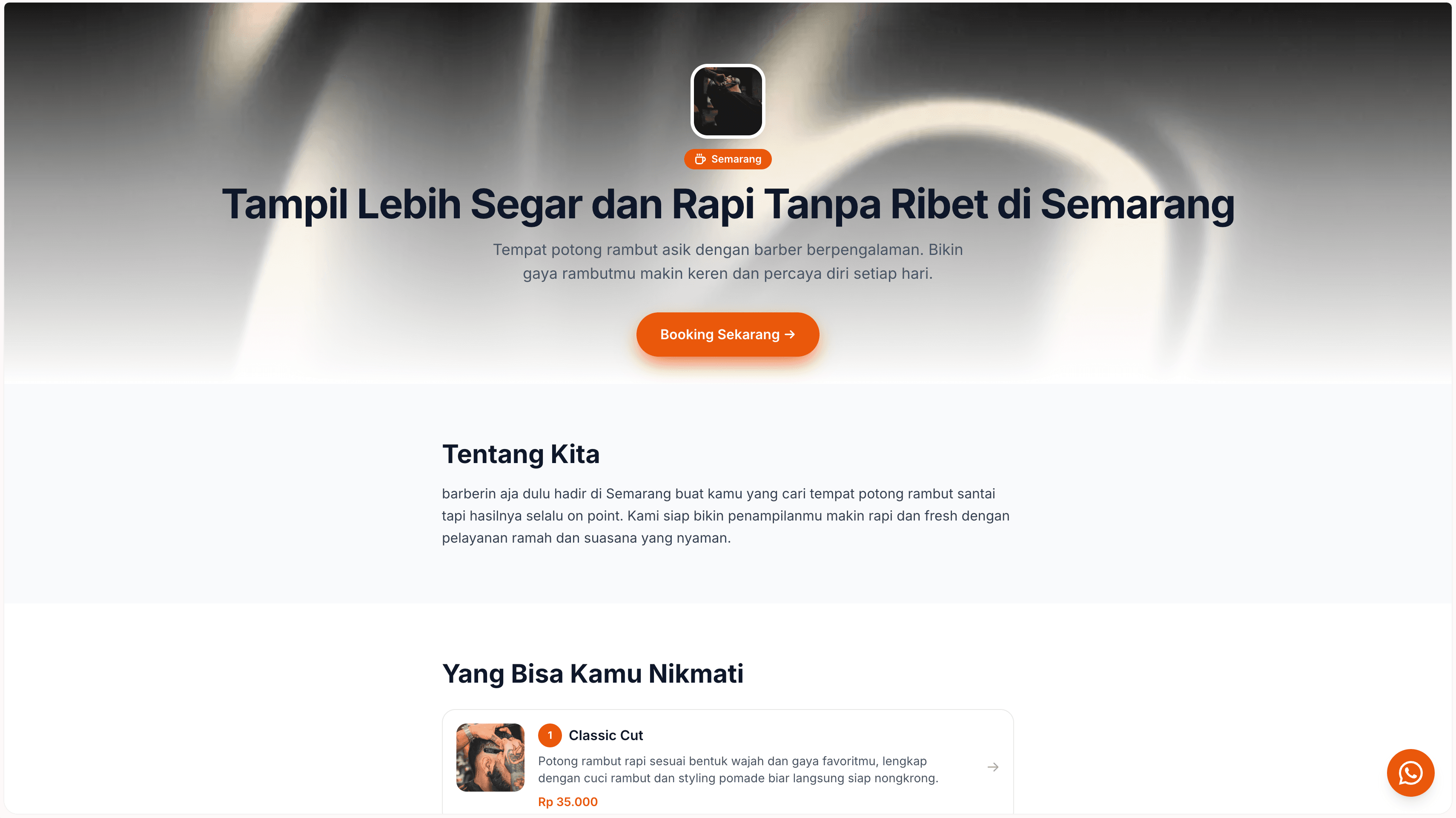 Website Barber In yang dibuat dengan Cus.site